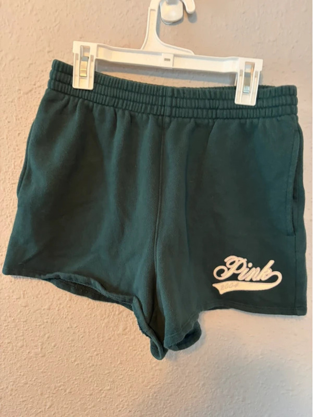 VS Pink green sweat shorts S. Super soft inside fleece